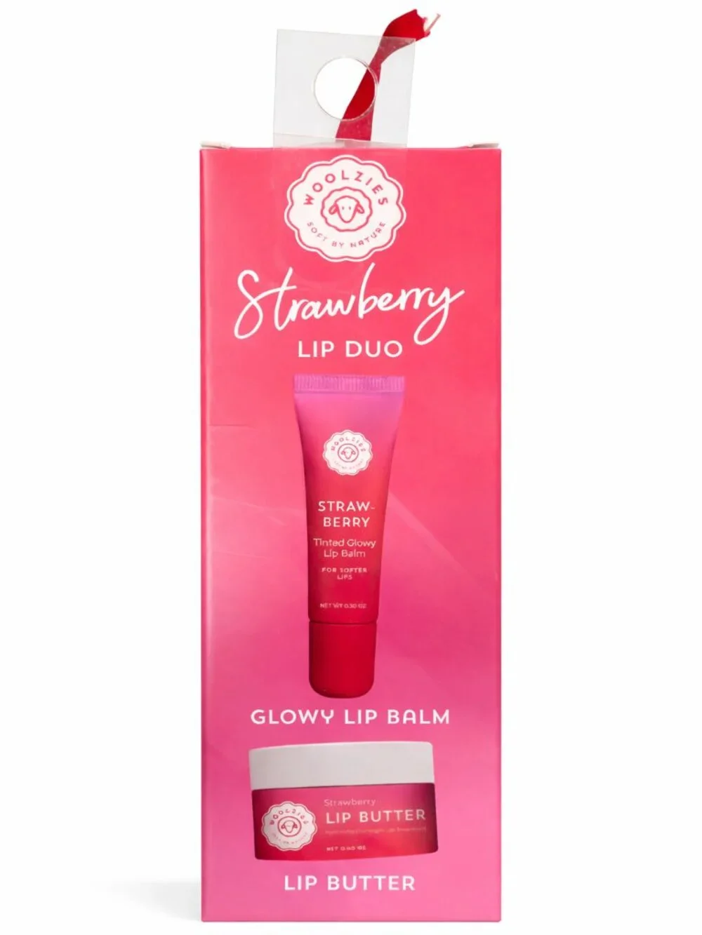 Woolzies Strawberry Glowy Lip Duo — Glowy Lip Balm + Lip Butter Mask NIB